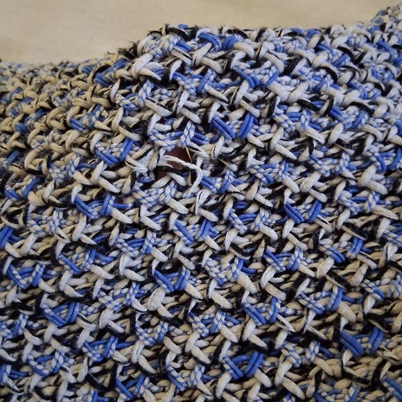 Tommy Hilfiger Women's Size Small Blue White Knit Fringe Open Preppy Cardigan - Picture 13 of 13